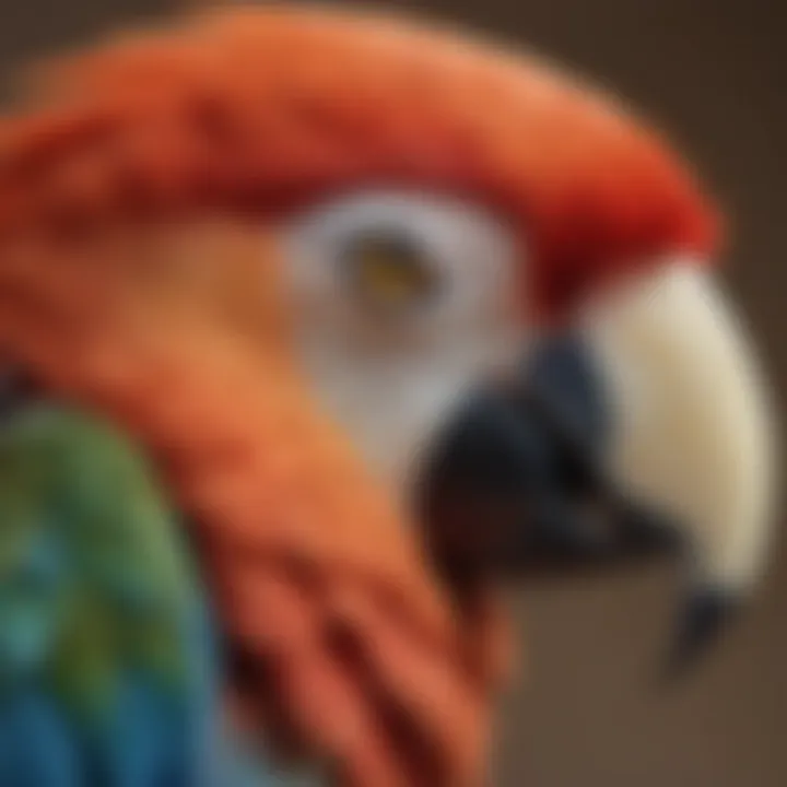 A close-up of a macaw's beak illustrating the importance of avian health