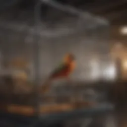 Spacious extra large flight cage with multiple levels and perches