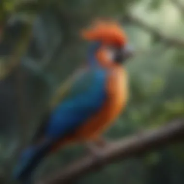 Avian Marvels: The Beauty of Exotic Birds A rare bird perched on a branch, showcasing its vibrant plumage