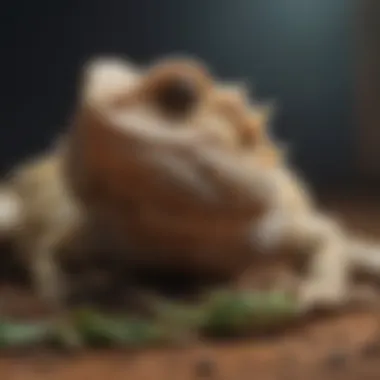 Juvenile bearded dragon eating crickets