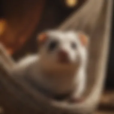 A cozy ferret resting in a hammock