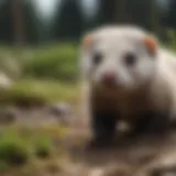 A playful ferret exploring its surroundings