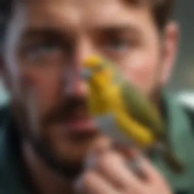 A healthy bird being examined by a vet