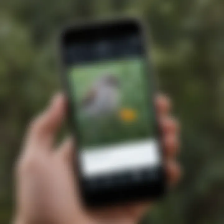 Close-up of a smartphone with a bird call recording app open