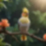 Colorful cockatiel perched on a branch