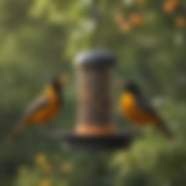 Various styles of oriole feeders