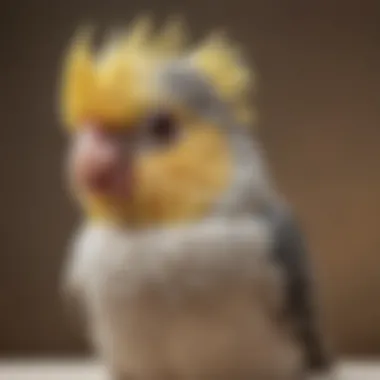 A charming cockatiel with a playful expression, highlighting its distinctive crest.