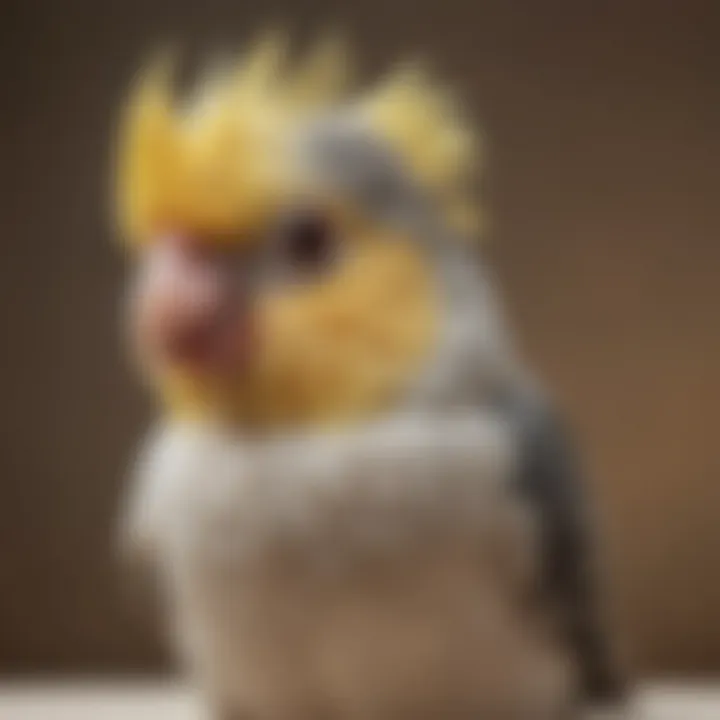 A charming cockatiel with a playful expression, highlighting its distinctive crest.