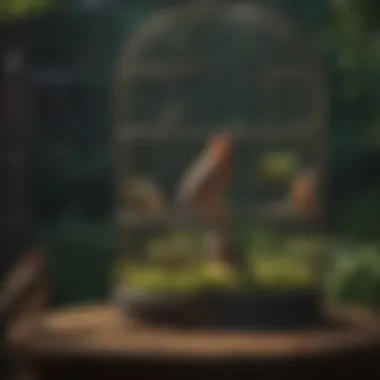 Outdoor Aviary for Avian Comfort An outdoor aviary showcasing birds in a safe, free environment