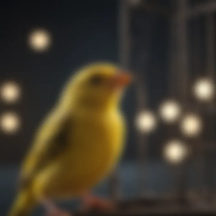 Canary singing in a cage