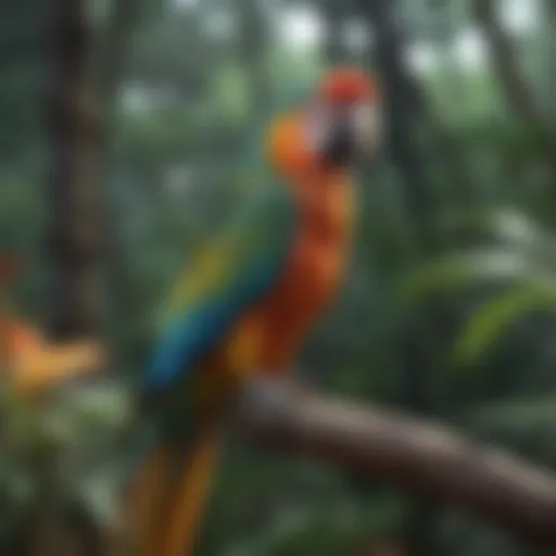 Colorful parrot perched on a branch