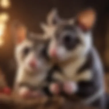 Socializing Your Sugar Glider Two sugar gliders interacting and bonding in a playful manner