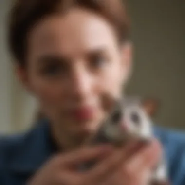 A veterinarian examining a sugar glider for health check-up