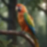 Colorful parrot perched on a branch