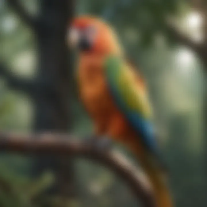 Colorful parrot perched on a branch