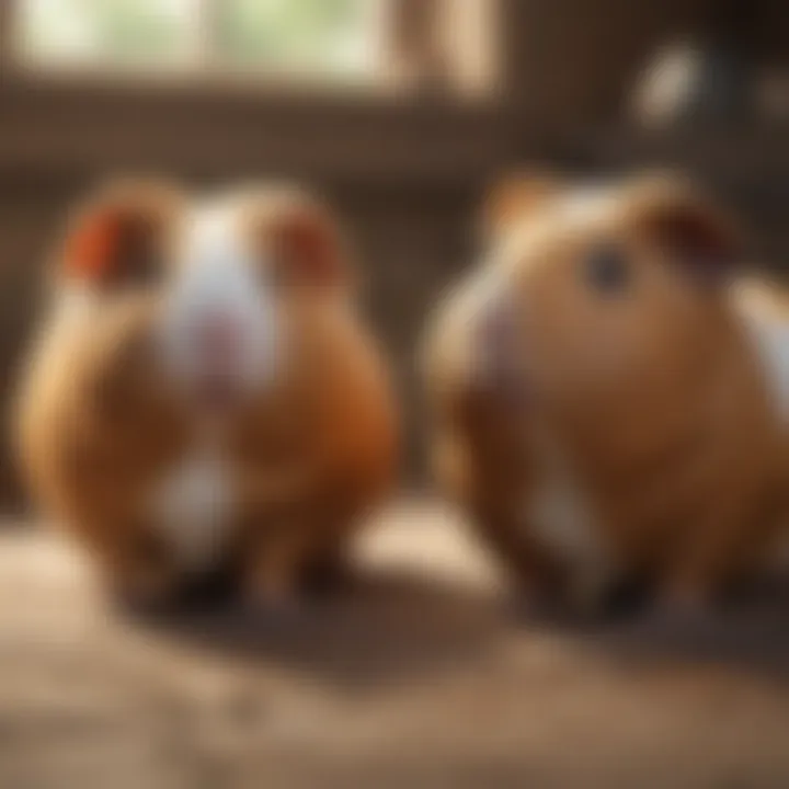 Two guinea pigs engaging in playful interaction