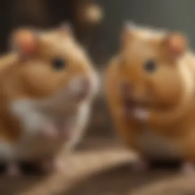 Comparative Analysis of Hamsters and Gerbils A side-by-side comparison of a hamster and a gerbil in their respective habitats.
