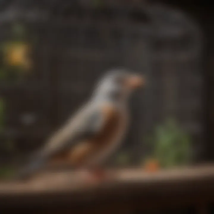 Bird enjoying a clean and spacious cage environment