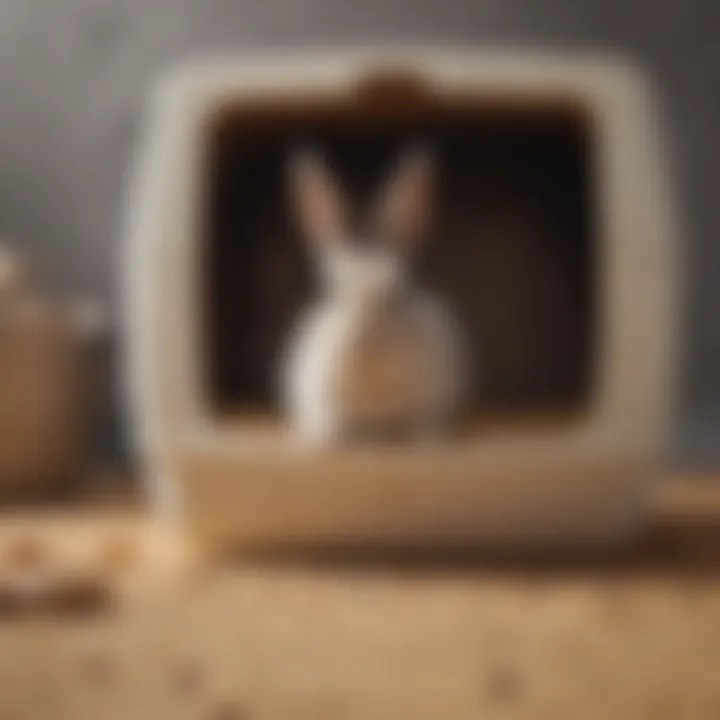 A bunny using a litter box successfully