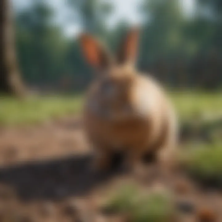 Rabbit demonstrating proper litter training behavior