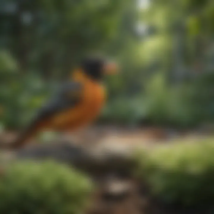 Scenic backyard setup designed to attract Baltimore Orioles