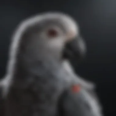 Close-up of an African Grey Parrot showcasing its feathers.