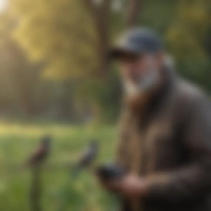 A group of community members discussing bird sightings in a park