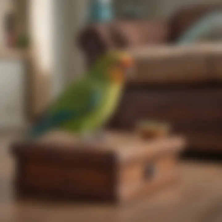 A person gently searching under furniture, demonstrating the careful approach to finding a lost pet bird.