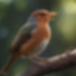 A close-up of a bird perched on a branch, singing