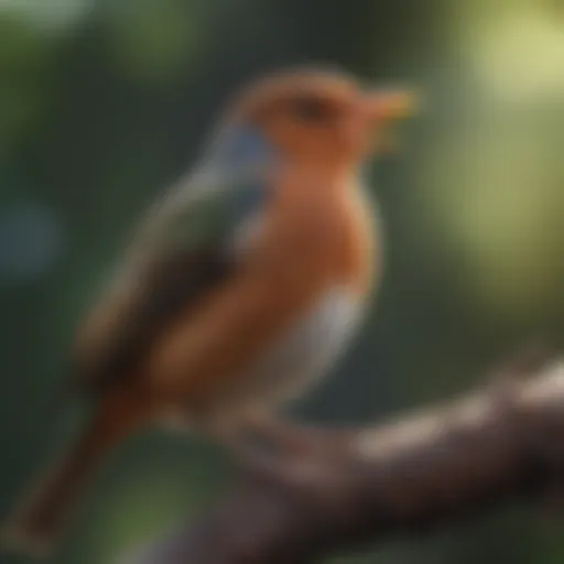 A close-up of a bird perched on a branch, singing