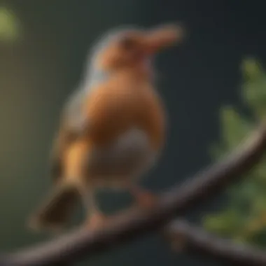 Close-up of a bird perched on a branch, singing its distinctive call