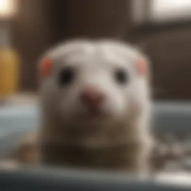 Ferret enjoying a bath