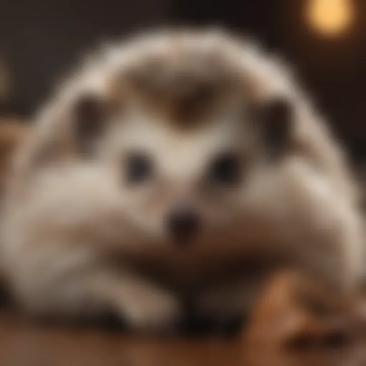 Close-up of a hedgehog enjoying gentle strokes