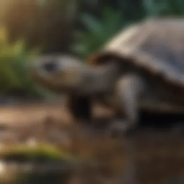 A close-up of a turtle being examined for health