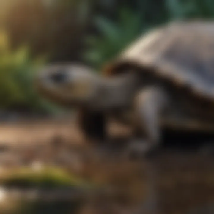 A close-up of a turtle being examined for health