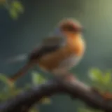 A collection of birds perched on a branch, showcasing diverse species.