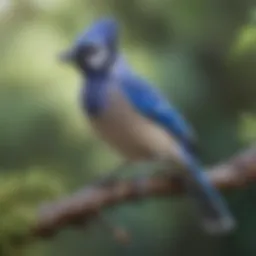 A vibrant blue jay perched on a branch, showcasing its striking plumage.