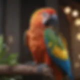 A colorful parrot perched on a branch showcasing its distinctive feathers