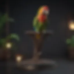A beautifully crafted java parrot stand showcasing its unique design