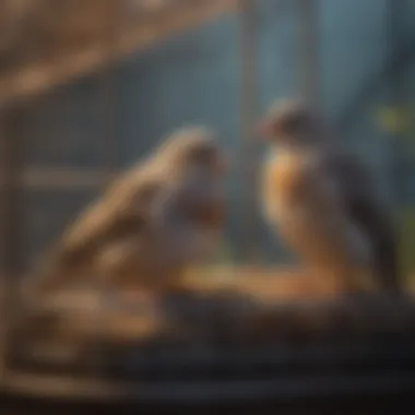 Birds resting peacefully under a cage cover