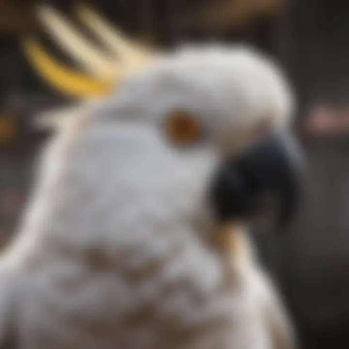 Close-up of safety features in a large cockatoo cage