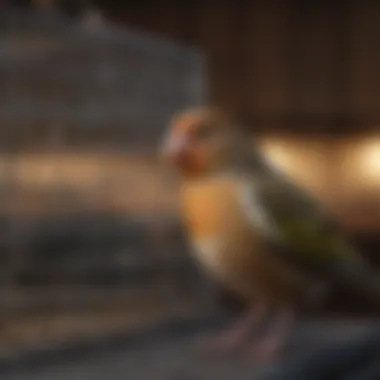 Owner maintaining a large finch flight cage with care