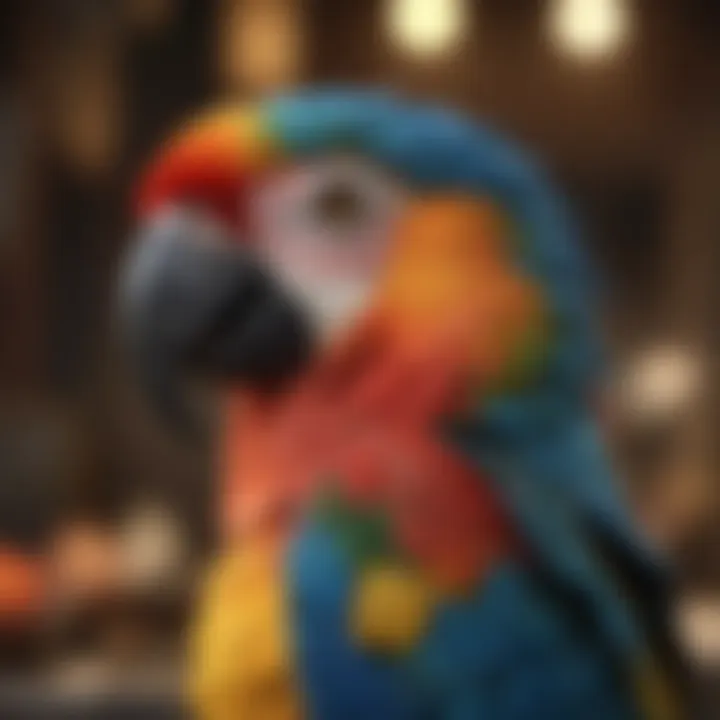 A close-up of a macaw showcasing its vivid colors