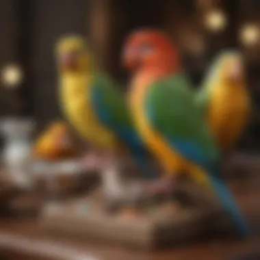 Diverse Selection of Legally Owned Pet Birds A vibrant array of legally recognized pet bird species perched together