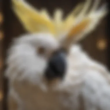 Majestic Intelligence: The Graceful Cockatoo An elegant cockatoo with a magnificent crest, demonstrating intelligence and grace.