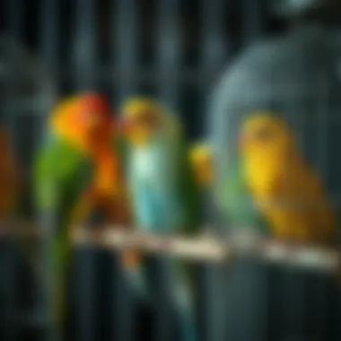 Different types of lovebird cages displayed