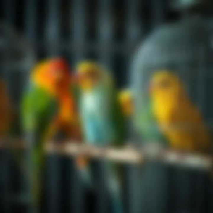 Different types of lovebird cages displayed