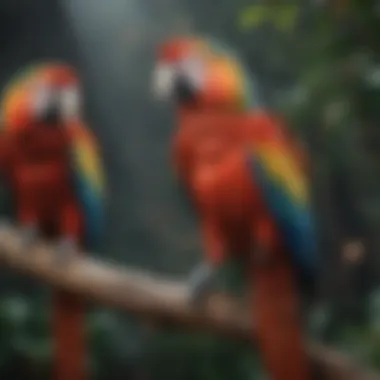 Majestic Colors of Macaw Breeds Colorful Macaw perched on a branch