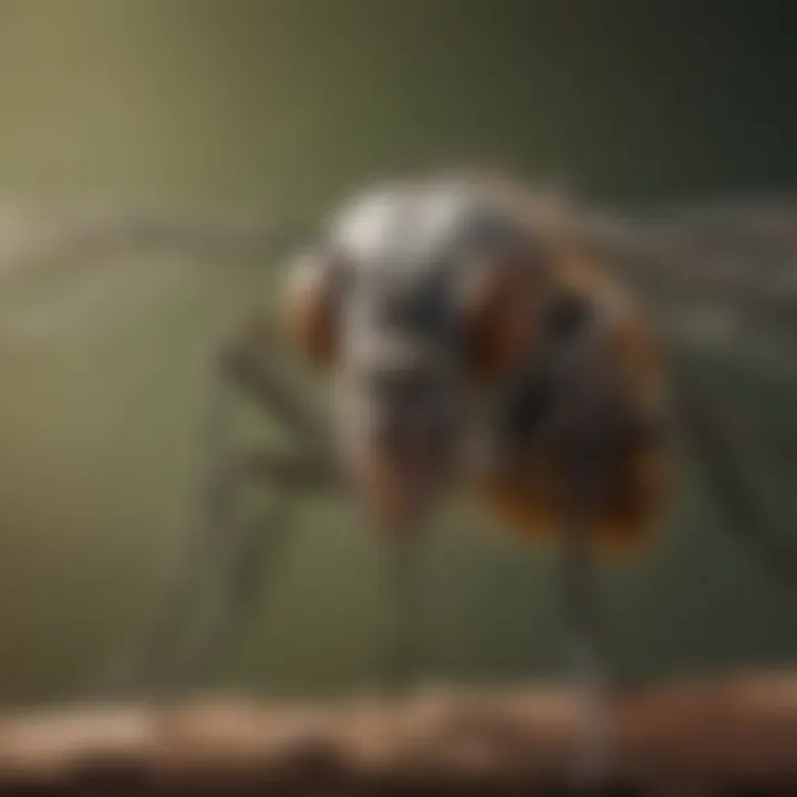 Close-up of a mosquito resting on a branch