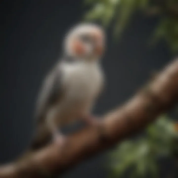 A variety of natural perches including branches and wood types for cockatiels